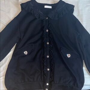 Sailor Style Jirai Kei/ Ryousangata Heavyweight Cardigan Jacket - Lace & Ruffles